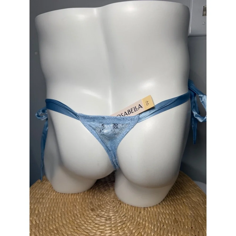 Cosabella Never Say Never Men's Italian Thong Aasmani Blue Silk Ties M NWT